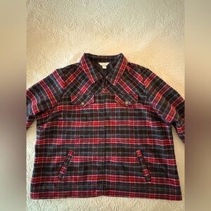Christopher & Banks Zip Front Flannel Jacket. Sz 3XL